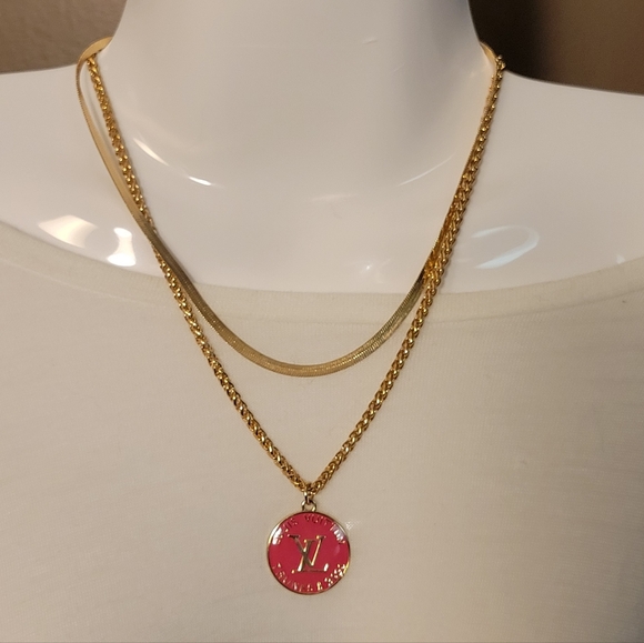 Louis Vuitton Jewelry - LV Trunks & Bags Hot Pink/gold Layered Necklace